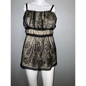 Vintage Torrid Whismy Dark Coquette Fairy Y2K Babydoll Mesh Overlay Black Sz 0